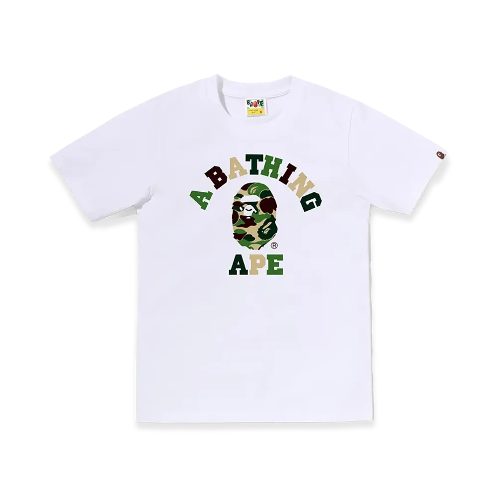 A BATHING APE Women's ABC Camo College Tee "White/Green"