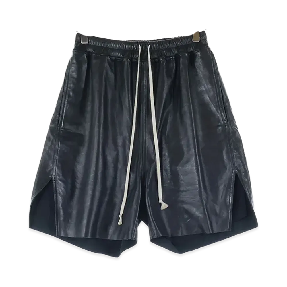 Rick Owens Boxers Lamb Leather Short Pants "Black"