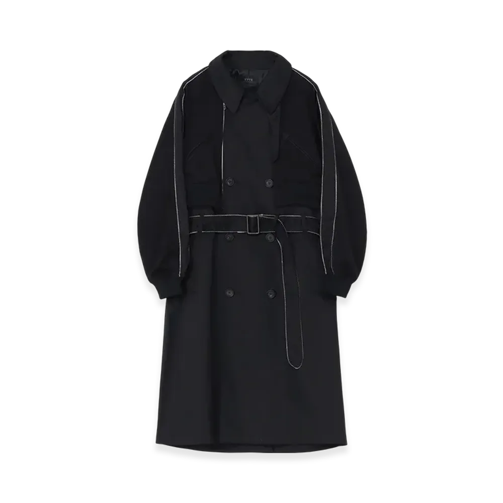 S'YTE Pe/Cotton Twill "Sukajan" Trench Coat "Black"