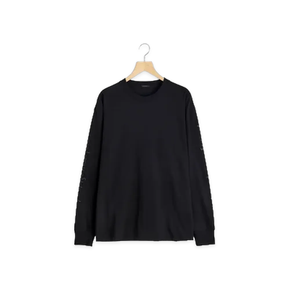 COMOLI Cotton Jersey Printed L/S Tee "Black"