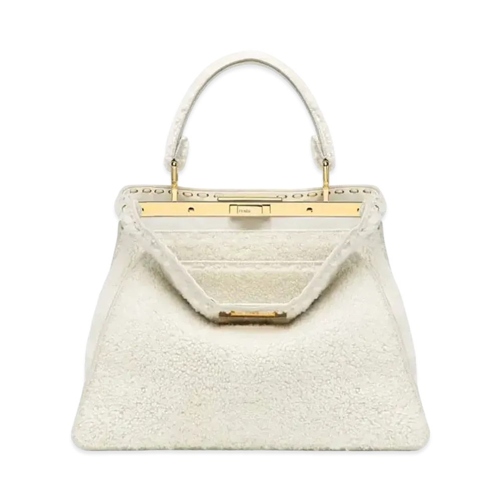 FENDI Peekaboo Iseeu Medium Sheepskin Bag "White"