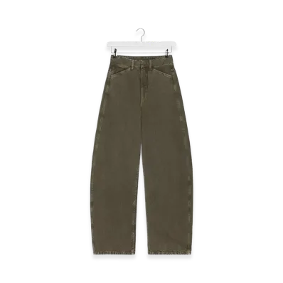 LEMAIRE Women's High Waisted Curved Pants "Moss Green"