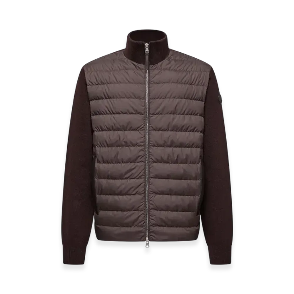 MONCLER Padded Wool & Cashmere Zip-Up Cardigan "Brown"