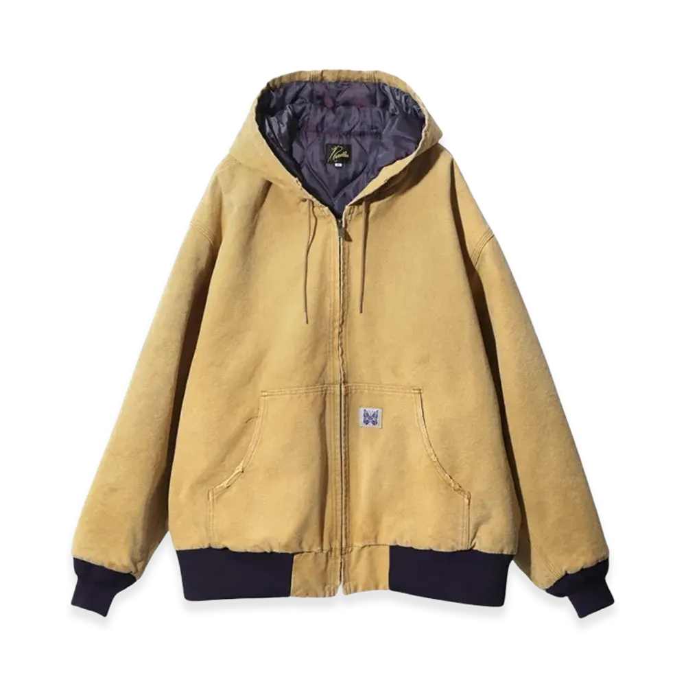 NEEDLES 16oz Cotton Canvas Zipped Worked Hoody "Brown"
