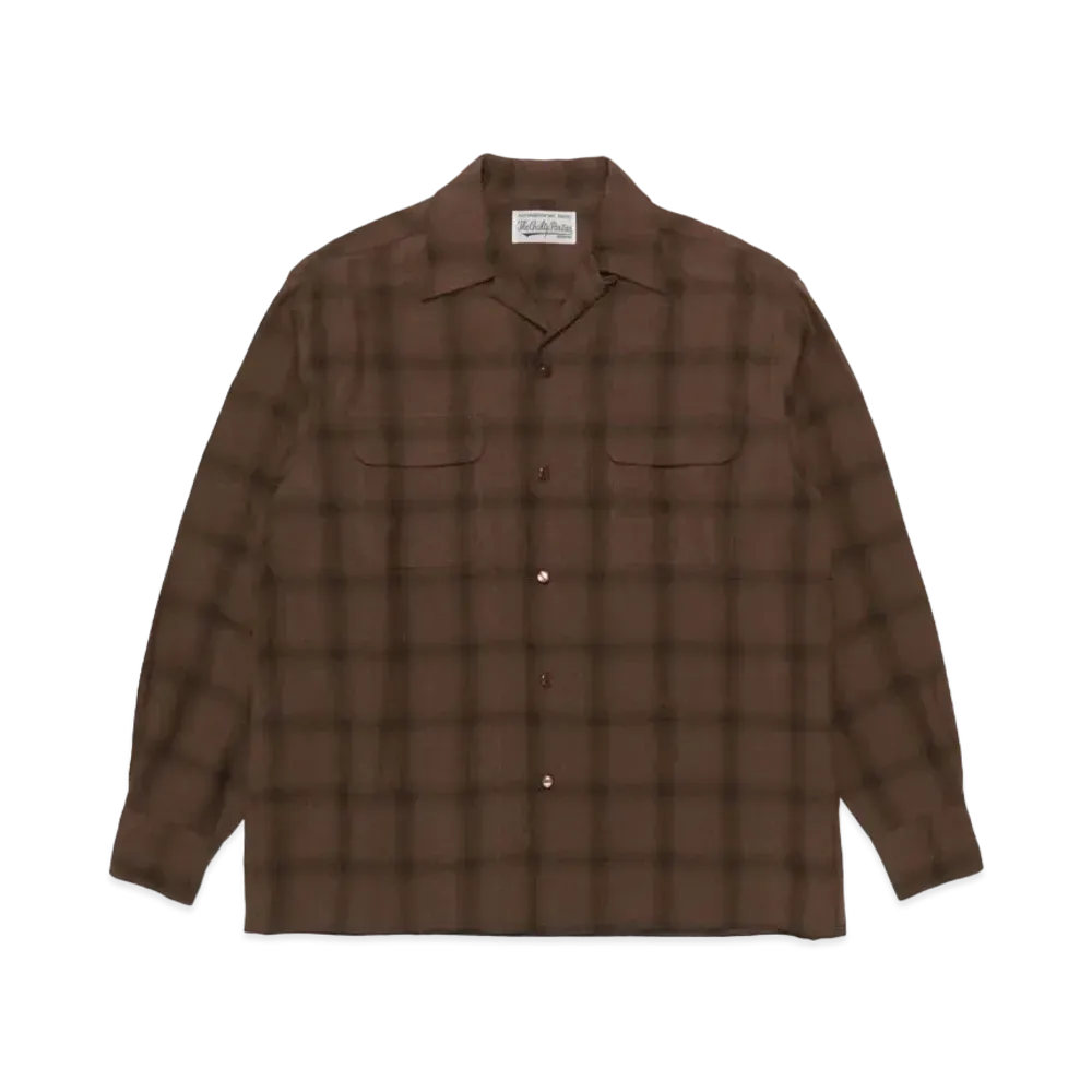 WACKO MARIA CHECK OPEN COLLAR SHIRT "Brown"
