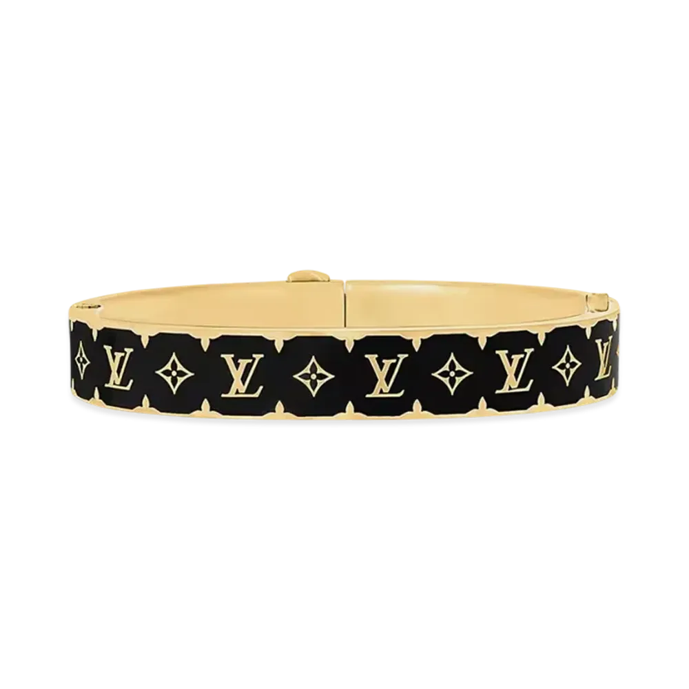 Louis Vuitton Nanogram Enamel Bracelet Monogram Flower "Noir"