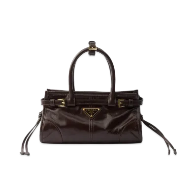 PRADA Bonnie Leather Mini Handbag "Dark Brown"