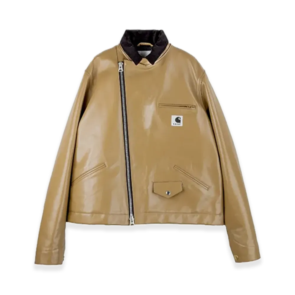 sacai x Carhartt WIP Leather Jacket Mens (ISETAN Shinjuku Exclusive) "Beige"