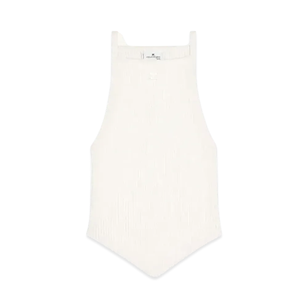 Courreges Pointy Rib Knit Tank Top "Heritage White"