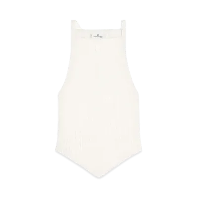 Courreges Pointy Rib Knit Tank Top "Heritage White"