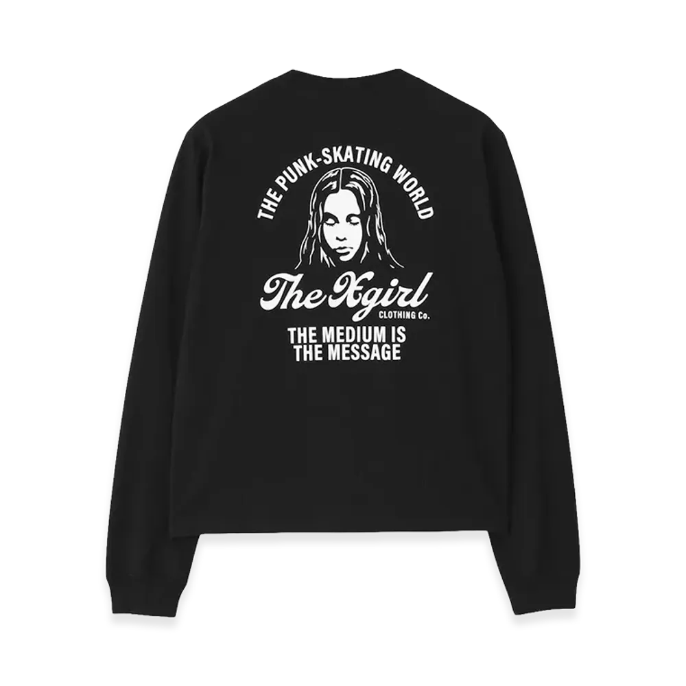 X-Girl Women's Arch Logo And Face L/S Tee "Black"