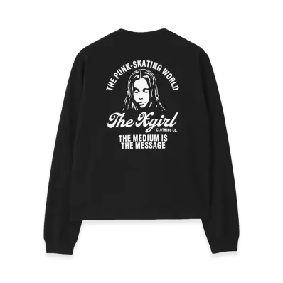 X-Girl Women's Arch Logo And Face L/S Tee "Black"