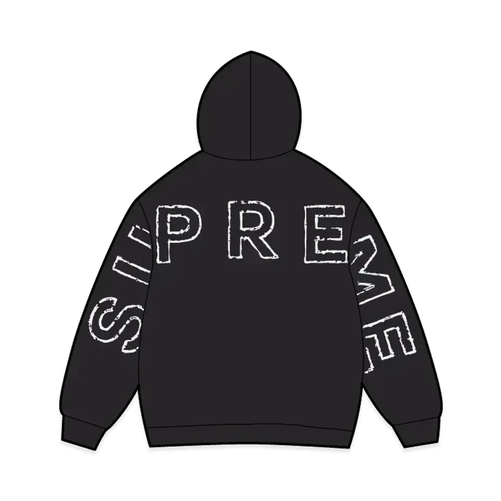 Supreme Frayed Hooded Sweatshirt "Black"