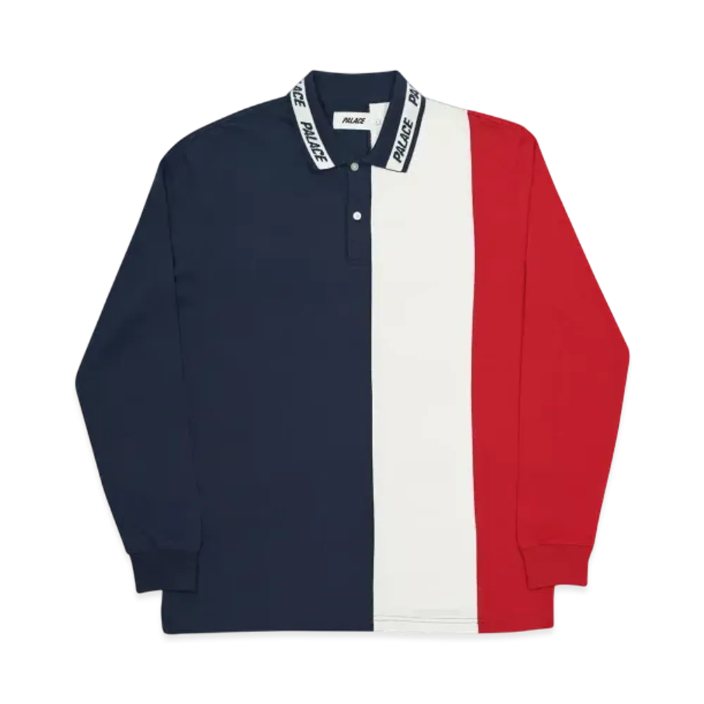 PALACE Vertical Tri Stripe L/S Polo "Navy"