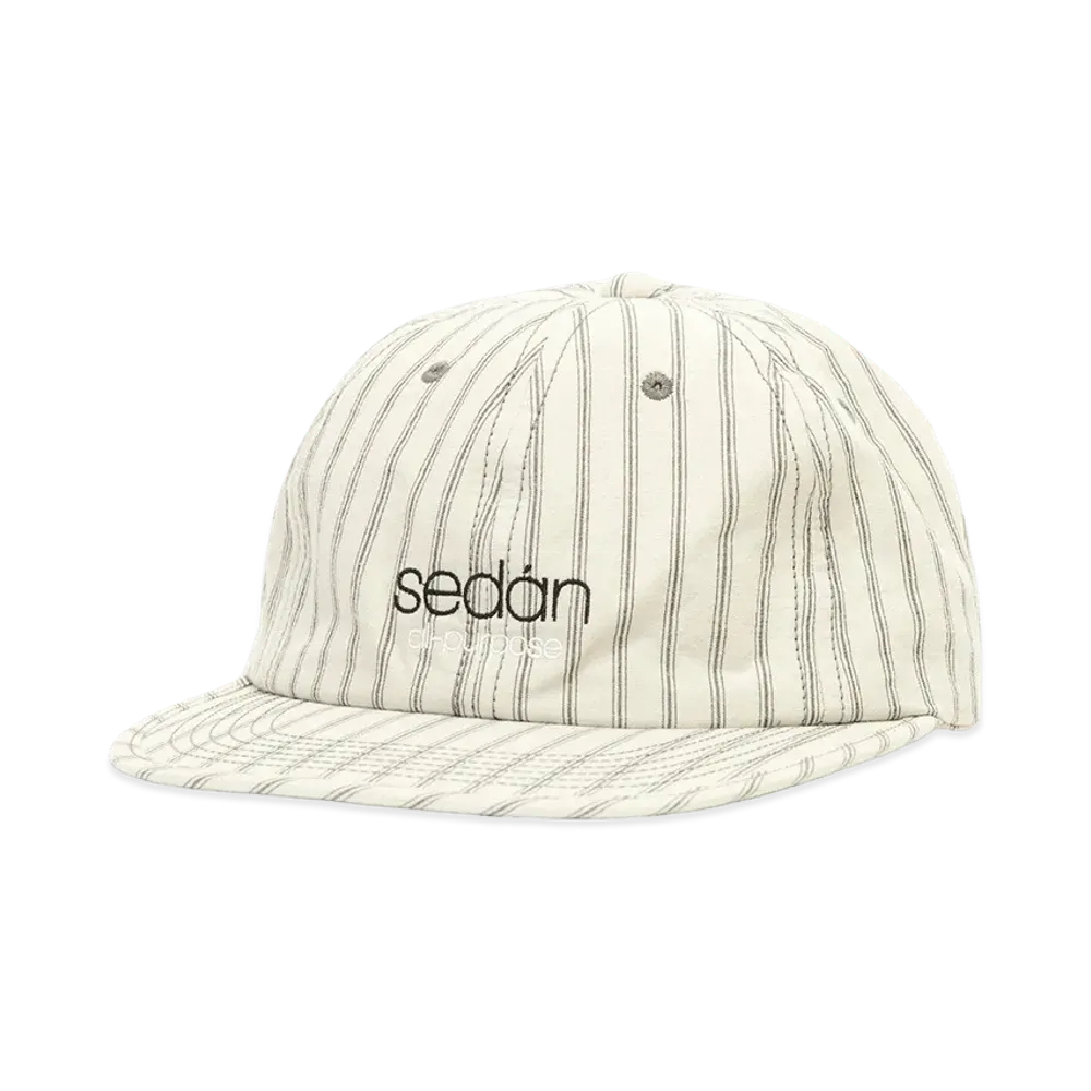 SEDAN ALL-PURPOSE Classic Logo Cotton Linen Cap "Khaki Stripe"