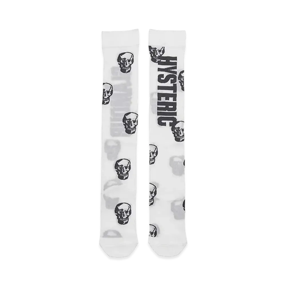 HYSTERIC GLAMOUR Women's Skull Knee-High Socks "White"