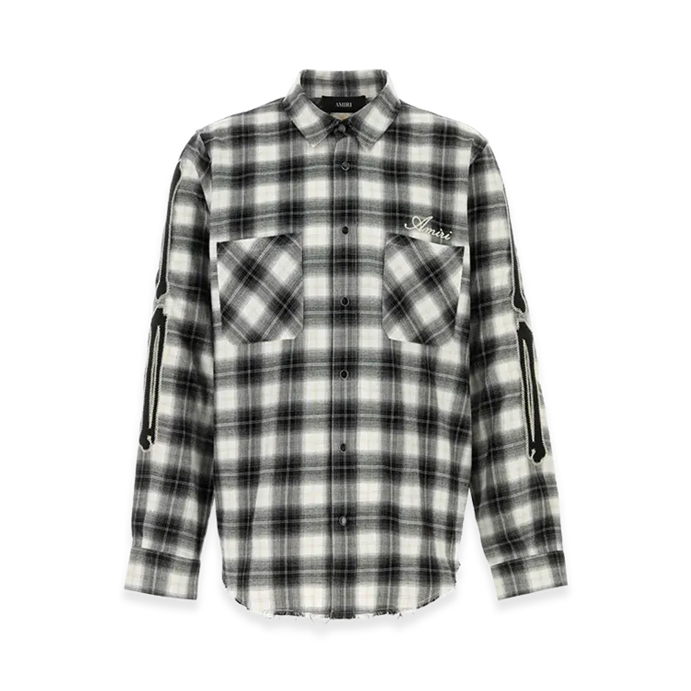 AMIRI Embroidered Flannel Shirt "Black/White"