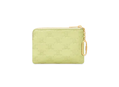 CELINE Coin & Card Pouch In Triomphe Embossed Smooth Calfskin "Light Jade"
