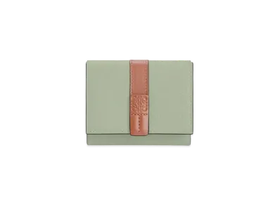 LOEWE Trifold Wallet In Soft Grained Calfskin "Rosemary / Tan"