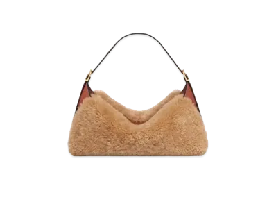 CELINE Medium Romy in Fluffy Shearling and Calfskin "Beige"