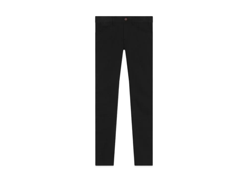 CELINE Skinny Pants Low Waist / Stretch Denim "Pure Black"