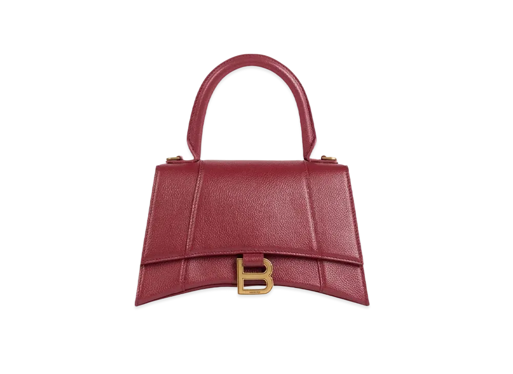 BALENCIAGA Women's Hourglass Small Top Handle Bag "Dark Red"