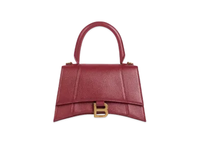 BALENCIAGA Women's Hourglass Small Top Handle Bag "Dark Red"