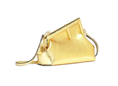 FENDI Fendi First Small Laminate Leather Bag "Gold"