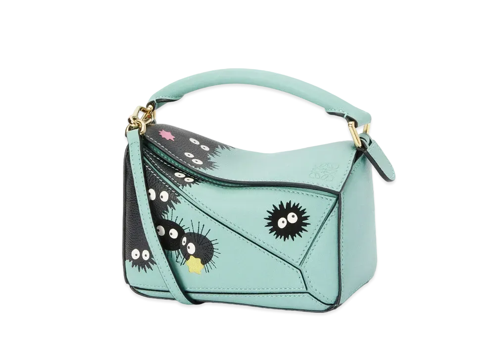 LOEWE x Spirited Away Susuwatari Mini Puzzle Bag In Classic Calfskin "Fresh Mint"
