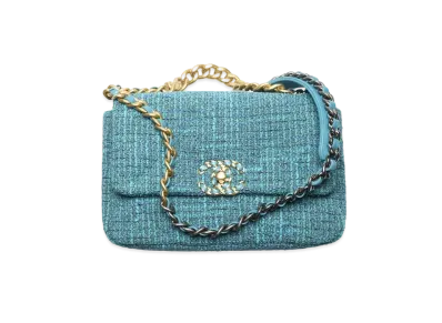 CHANEL 19 Hand Bag Tweed "Turquoise"