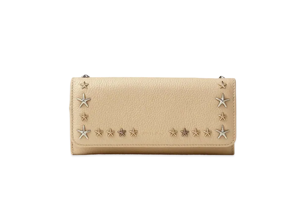 JIMMY CHOO NINO Soft Grainy Calf Leather Wallet With Star Studs "Barley"