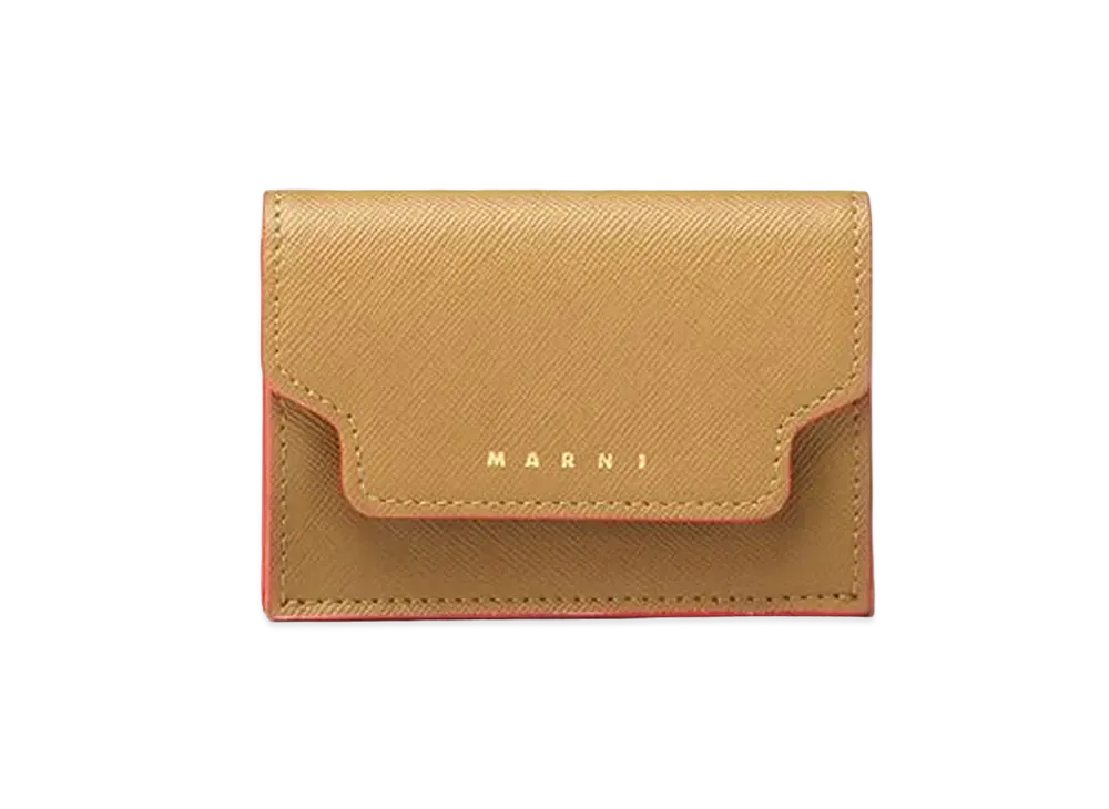 Marni Saffiano Calfskin Tri Fold Wallet "Green"