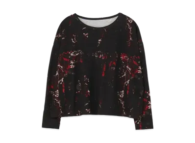 Yohji Yamamoto Y's TWISTED YARN JACQUARD PATTERN BIG ROUND NECK T "Black"