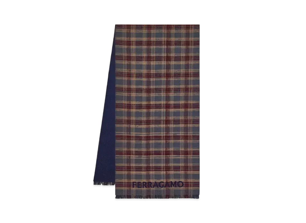 Salvatore Ferragamo Wool Stall "Gray/Navy Blue"