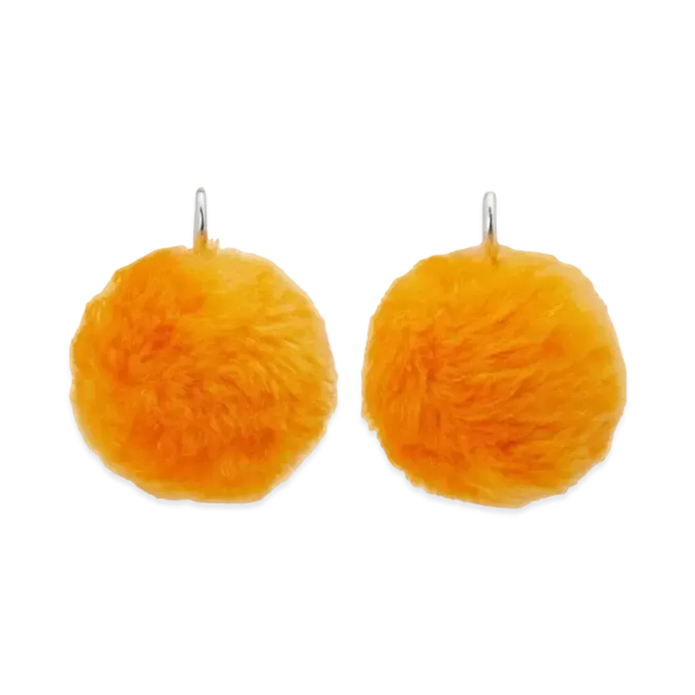 Marni Fluffy Pom-Pom Earrings "Orange"