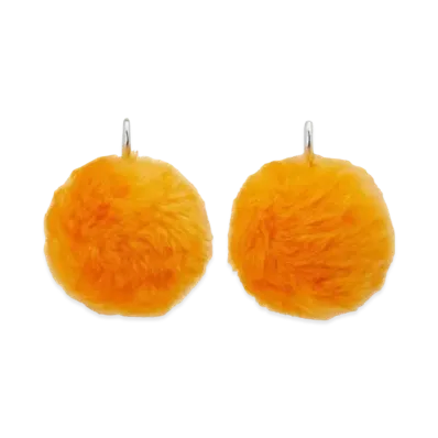 Marni Fluffy Pom-Pom Earrings "Orange"
