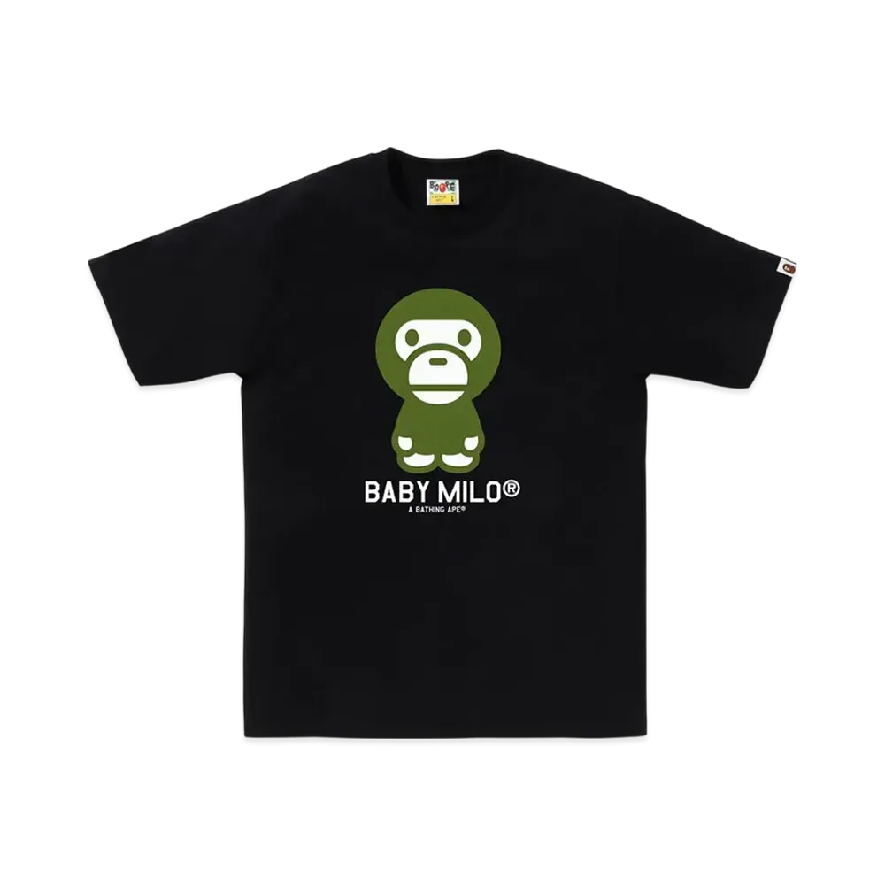 A BATHING APE College Monogram Baby Milo Tee "Black/Green"
