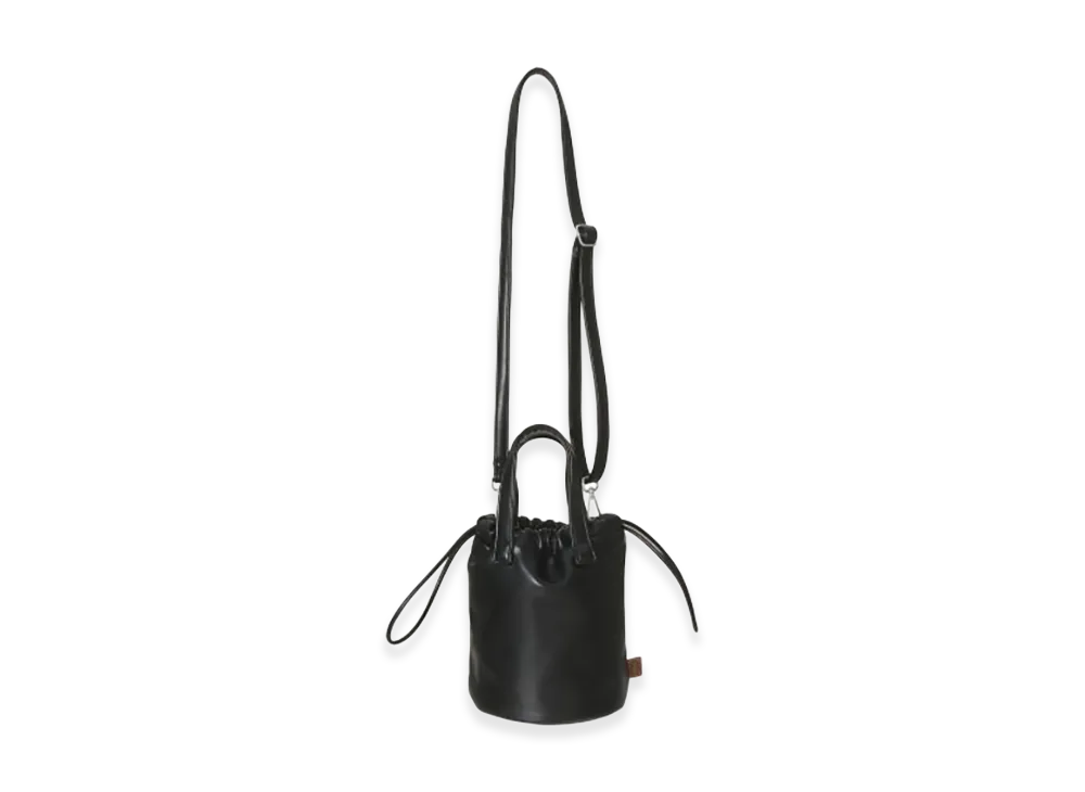 STARBUCKS STAND x BEAMS Synthetic Leather Drawstring Bag "Black"
