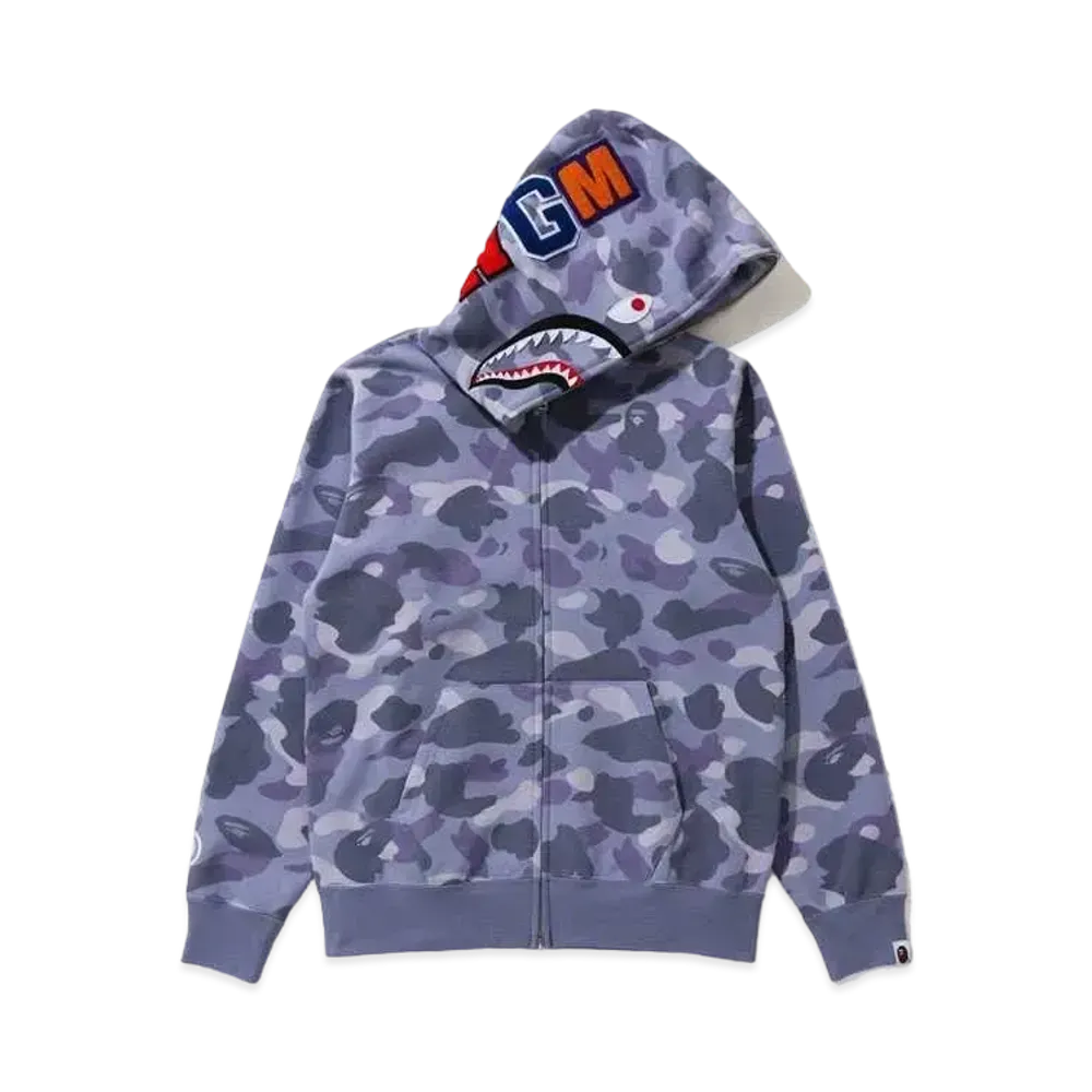 A BATHING APE COLOR CAMO SHARK FULL ZIP HOODIE "Purple"