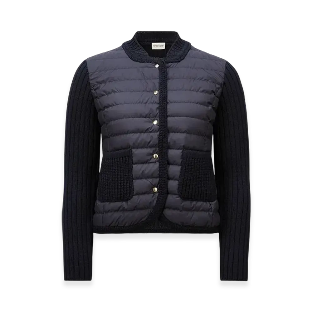 MONCLER Padded Wool Cardigan "Navy Blue"