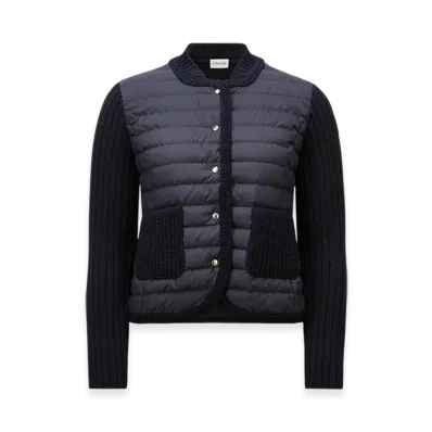 MONCLER Padded Wool Cardigan "Navy Blue"