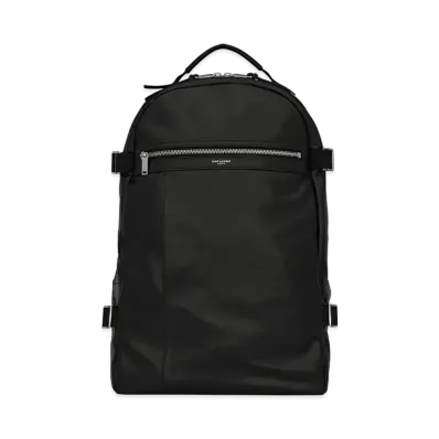 SAINT LAURENT City Trekking Backpack In Lambskin And Nylon "Black"