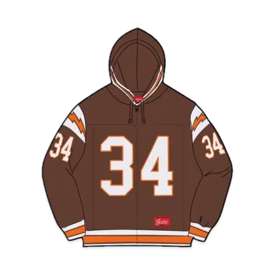 Supreme Football Zip Up Hooded Sweatshirt "Brown"