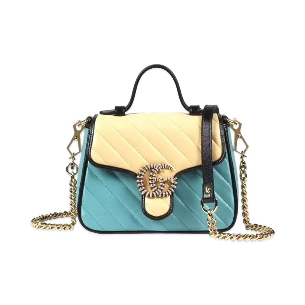 GUCCI Online Exclusive GG Marmont Mini Bag "Butter/Pastel Blue"
