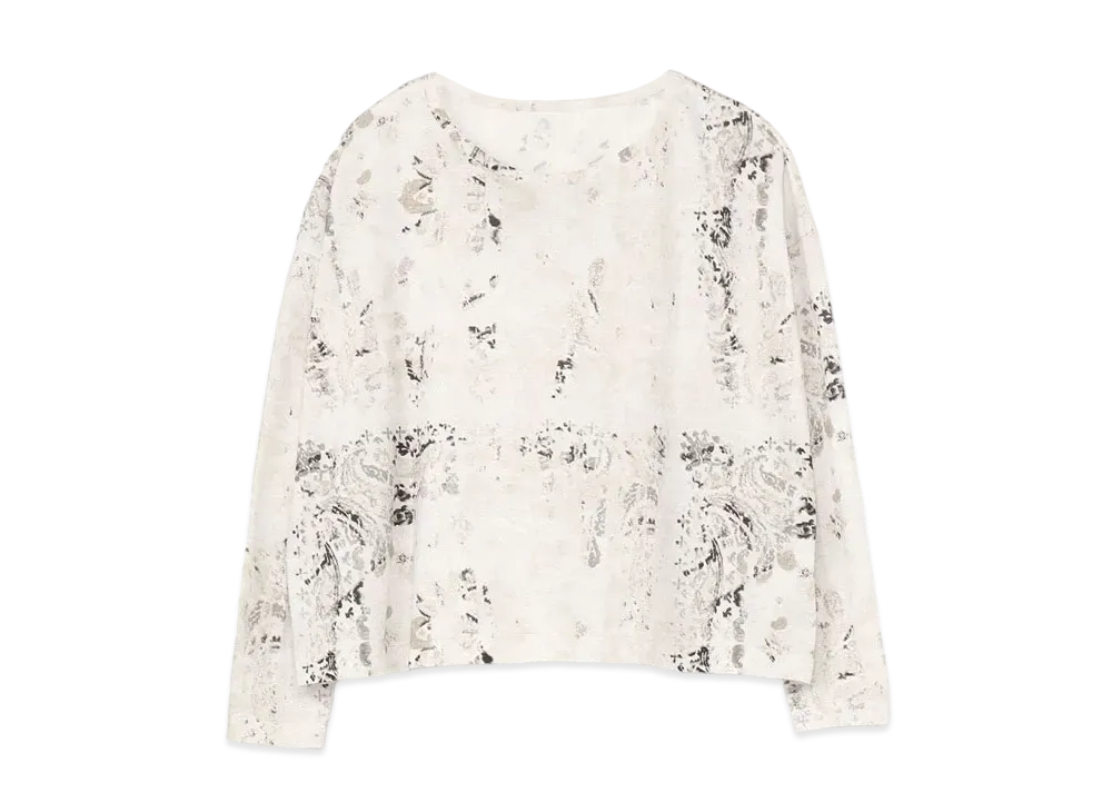 Yohji Yamamoto Y's TWISTED YARN JACQUARD PATTERN BIG ROUND NECK T "White"