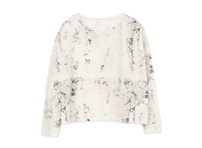 Yohji Yamamoto Y's TWISTED YARN JACQUARD PATTERN BIG ROUND NECK T "White"