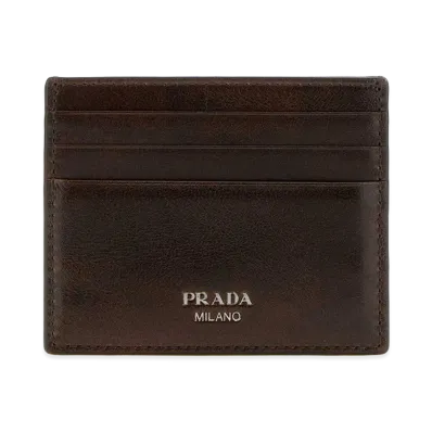PRADA Leather Card Holder "Chocolate Brown"