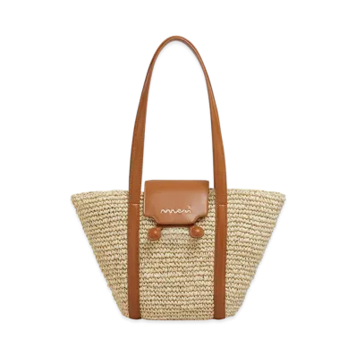 MARNI Small Trunkaroo Beach Bag in Striped Raffia Effect "Natural"