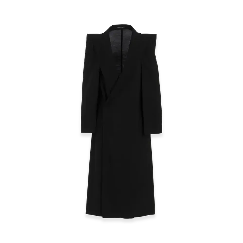 Yohji Yamamoto Cu/W High Twisted Gabardine Box Silhouette Coat "Black"