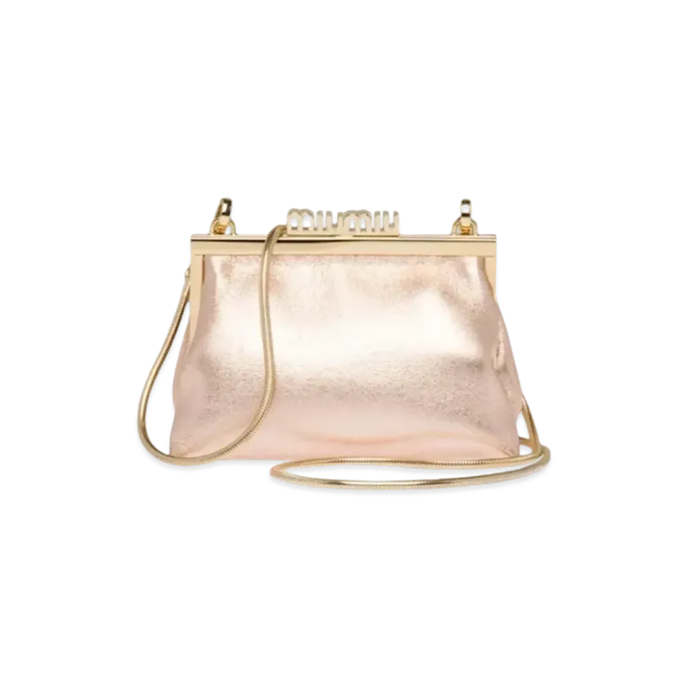 MIU MIU Shoulder Strap With Nappa Leather Wallet "Shiny Pale Pink"